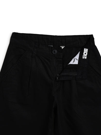 Boys Black Cotton Twill Korean Fit Trouser