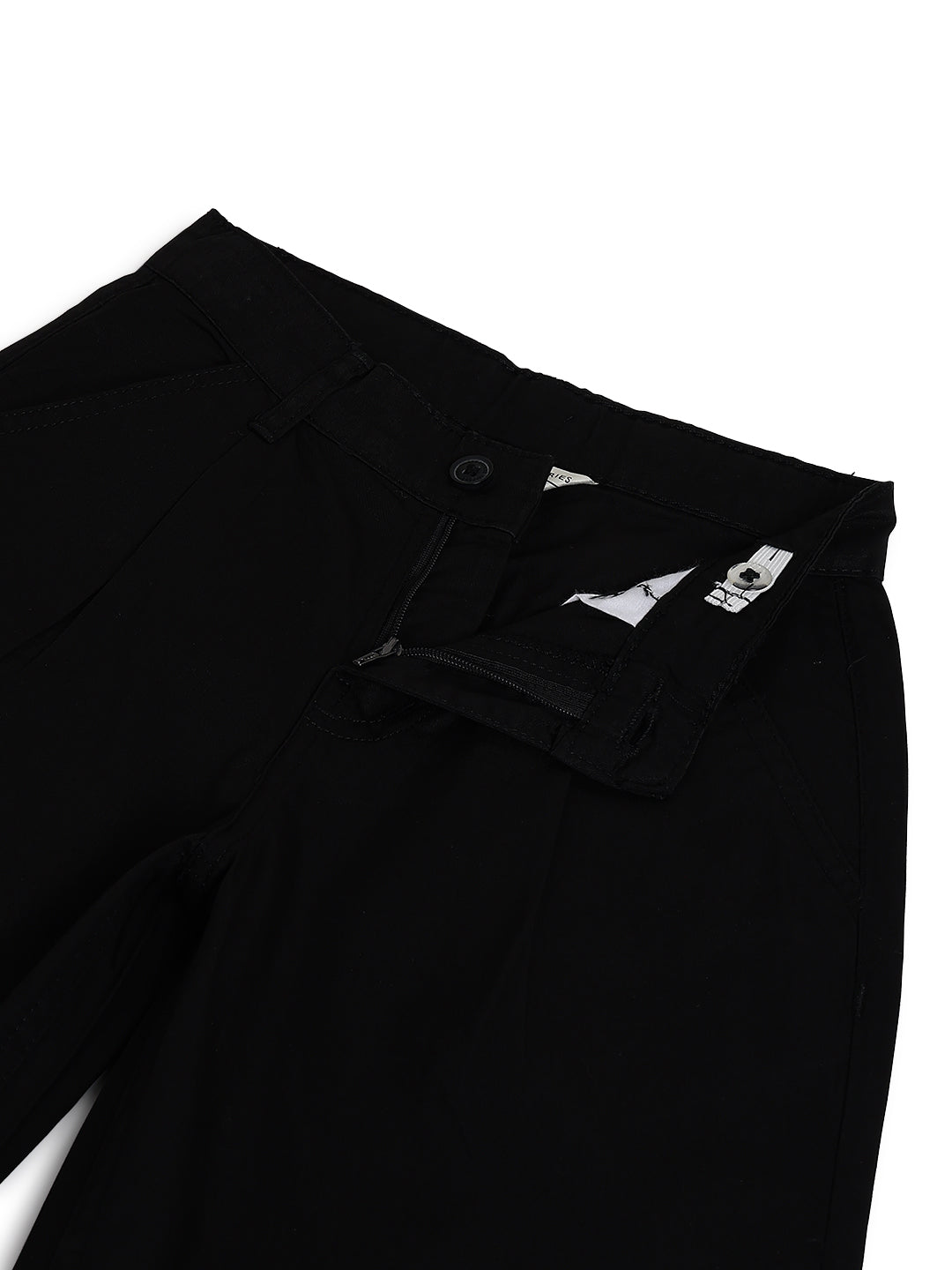 Boys Black Cotton Twill Korean Fit Trouser