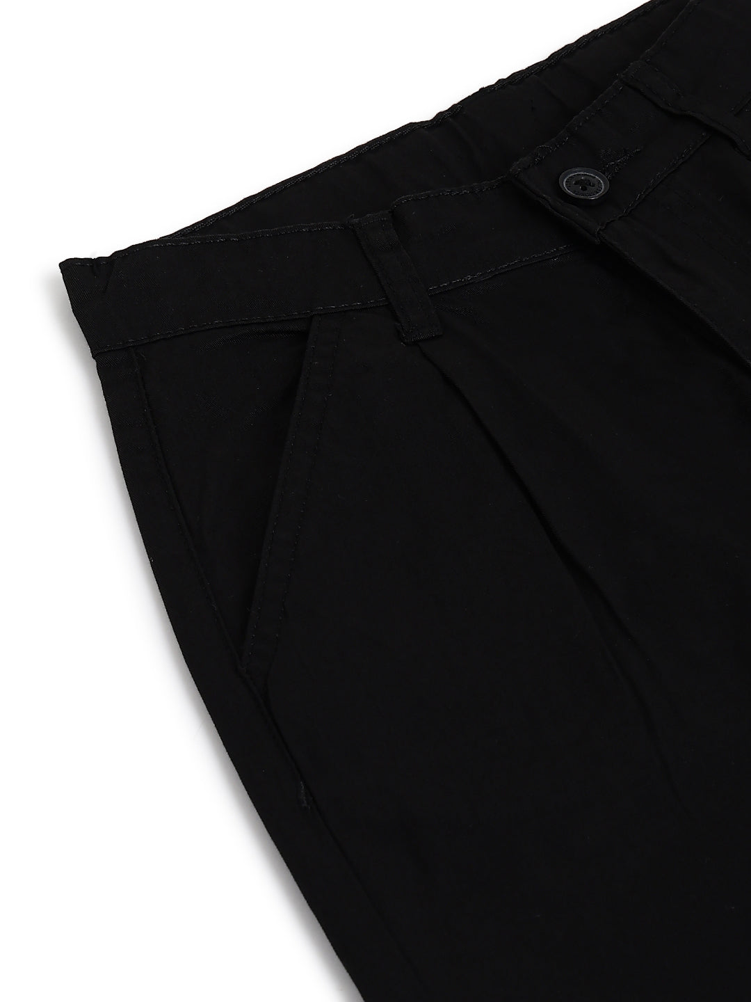 Boys Black Cotton Twill Korean Fit Trouser
