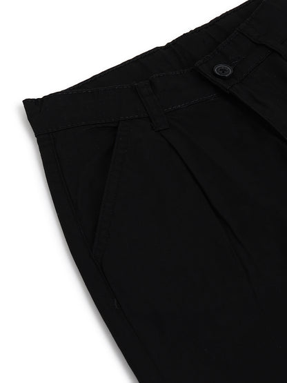 Boys Black Cotton Twill Korean Fit Trouser