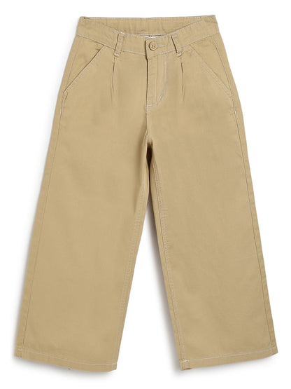 Boys Beige Cotton Twill Korean Fit Trouser