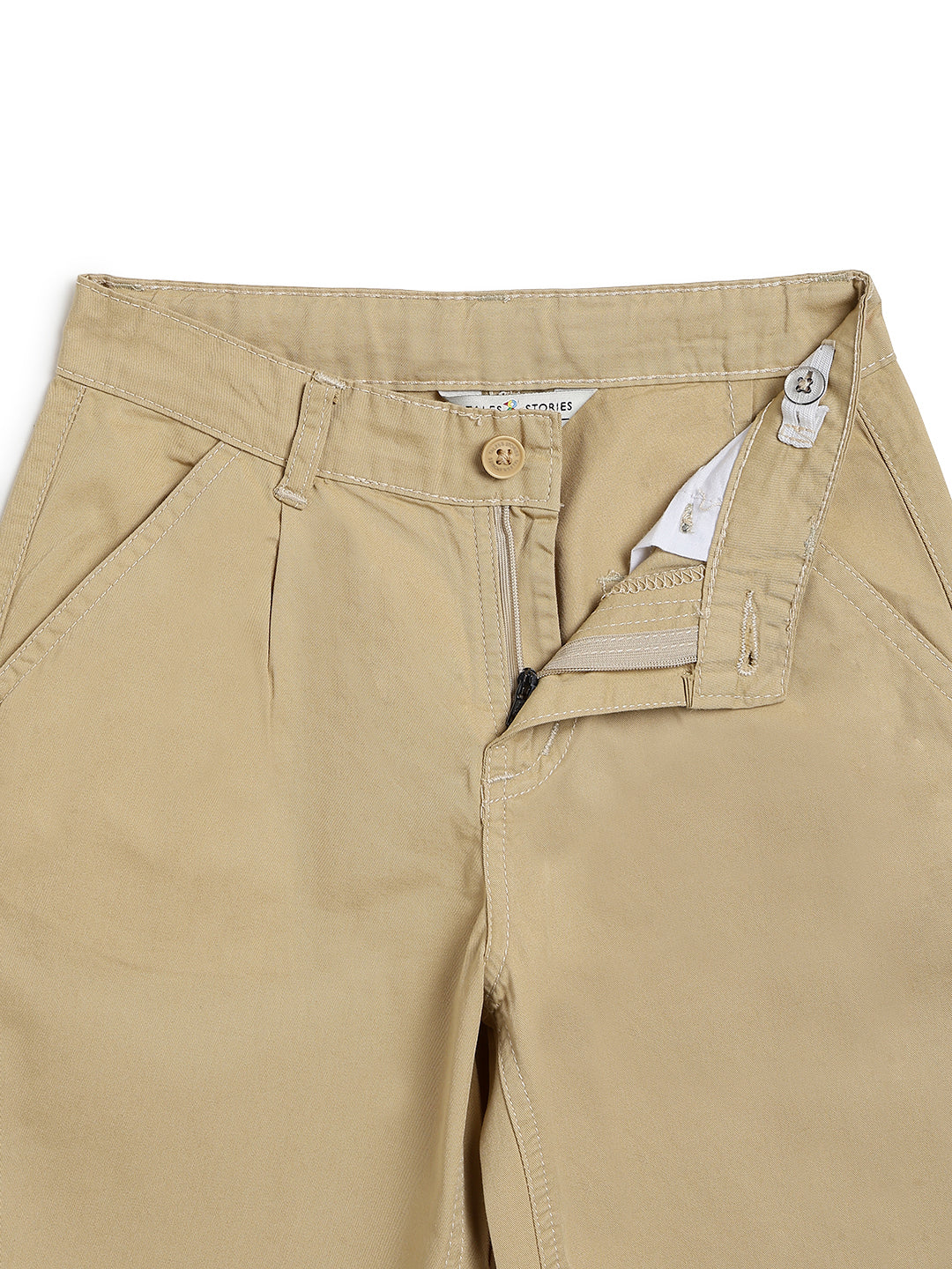Boys Beige Cotton Twill Korean Fit Trouser