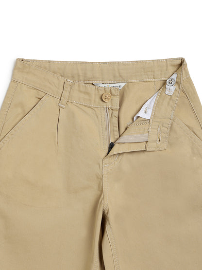 Boys Beige Cotton Twill Korean Fit Trouser