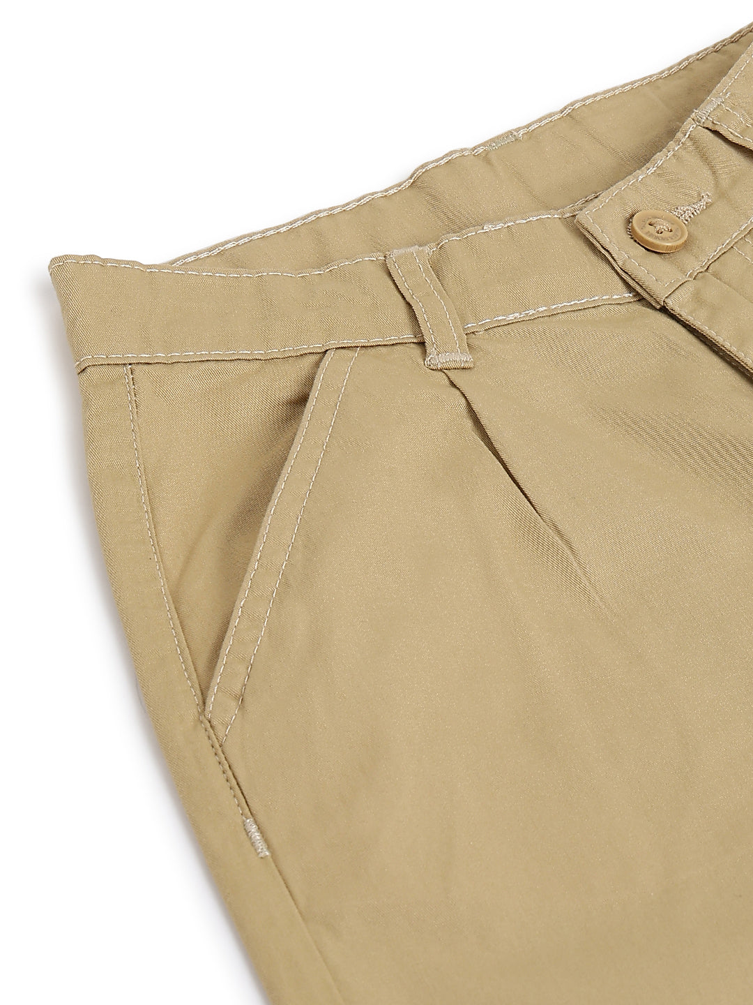 Boys Beige Cotton Twill Korean Fit Trouser