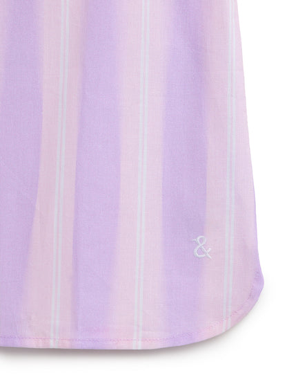 Girls Cotton Purple Striped One Shoulder Top
