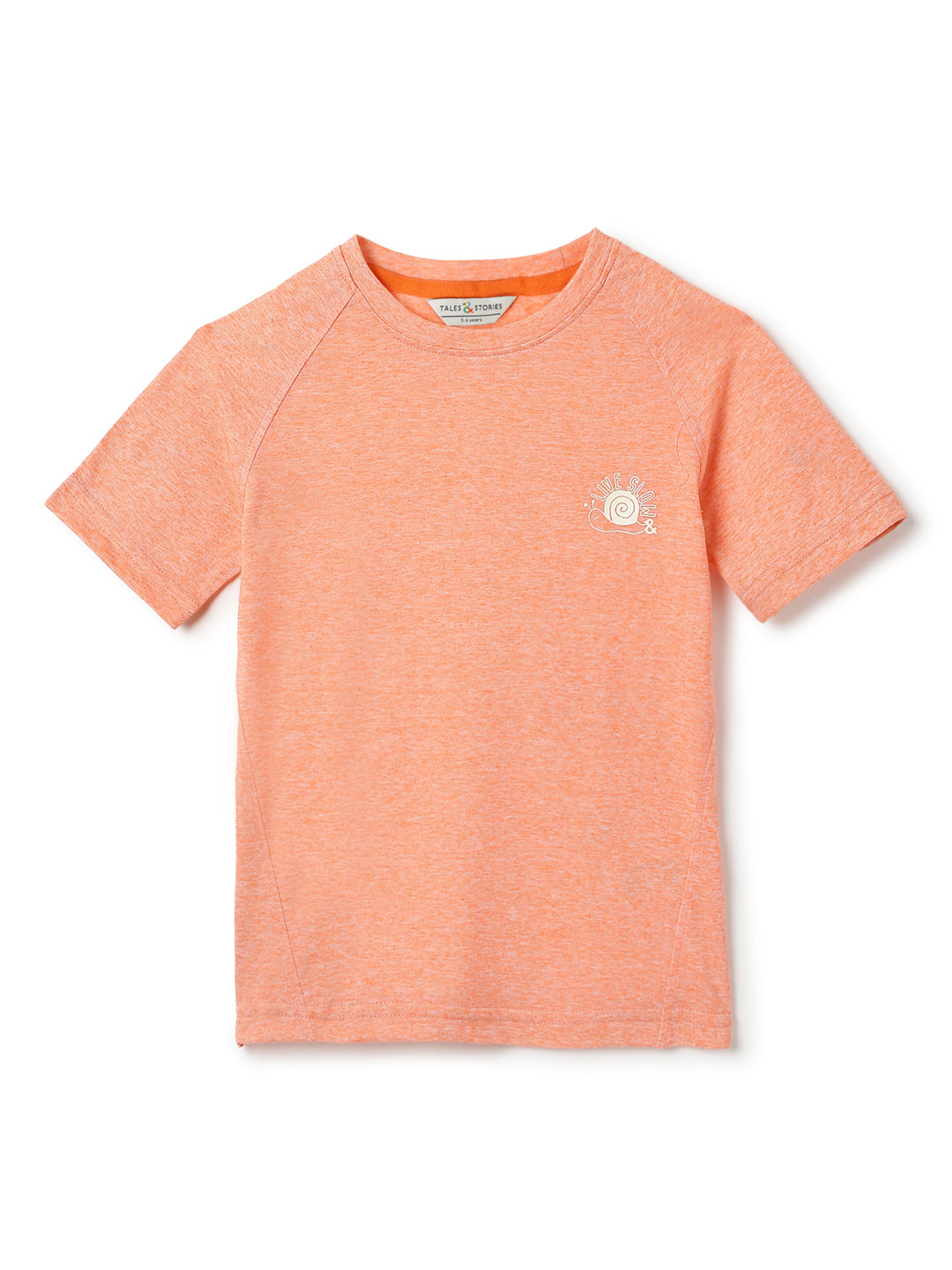 Boys Cotton Peach Printed Casual T-Shirt