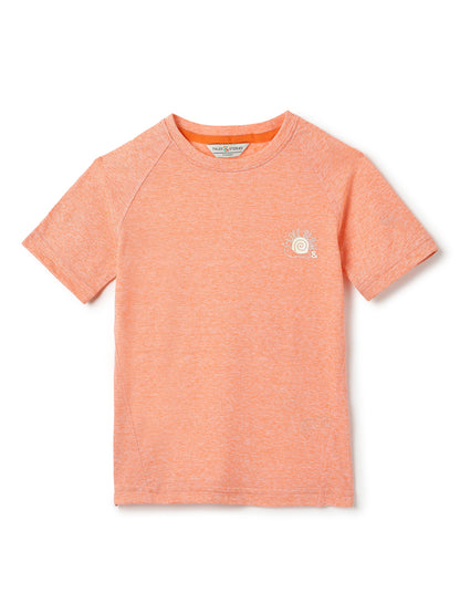 Boys Cotton Peach Printed Casual T-Shirt