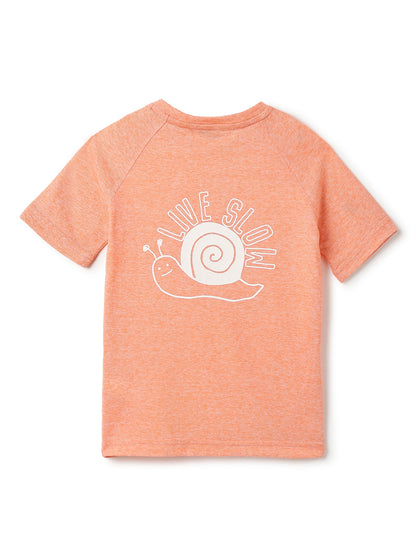Boys Cotton Peach Printed Casual T-Shirt