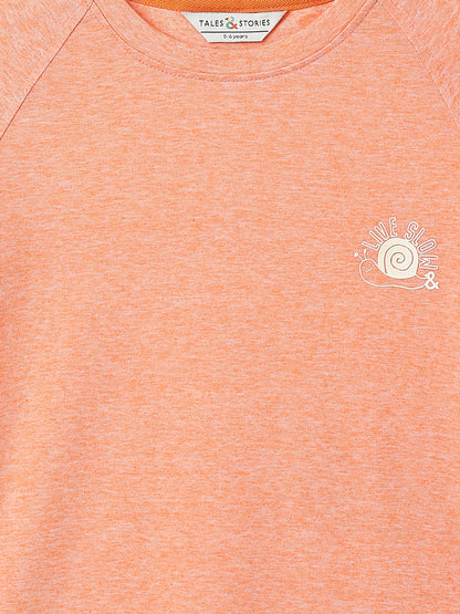 Boys Cotton Peach Printed Casual T-Shirt
