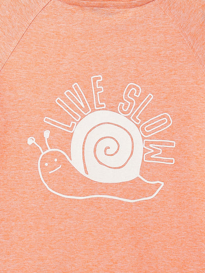Boys Cotton Peach Printed Casual T-Shirt