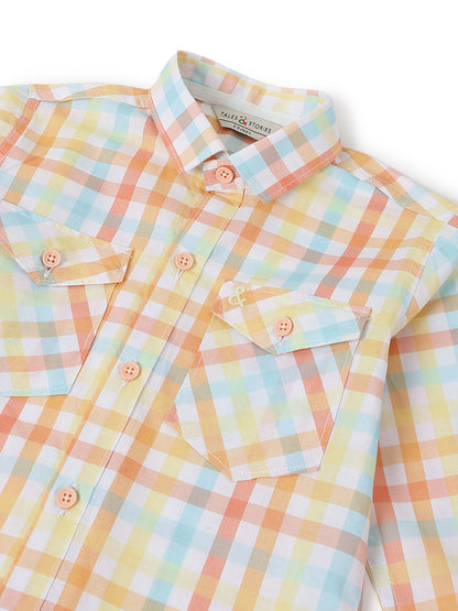 Boys Cotton Full Sleeve Regular Fit Checked Casual Shirt