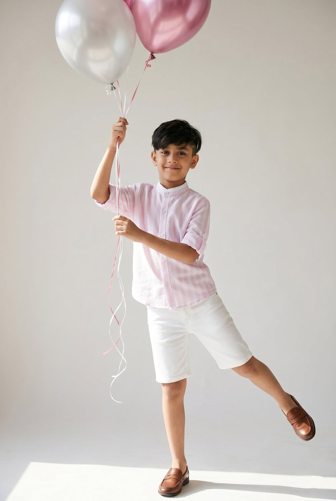 Boys Pink Striped Cotton Shirt
