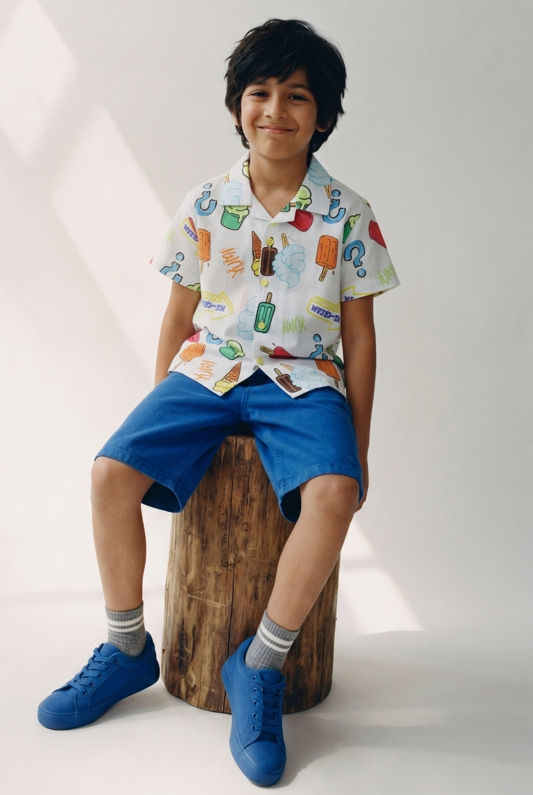 Boys Cotton Half Sleeve Regular Fit Printed Casual Shirt