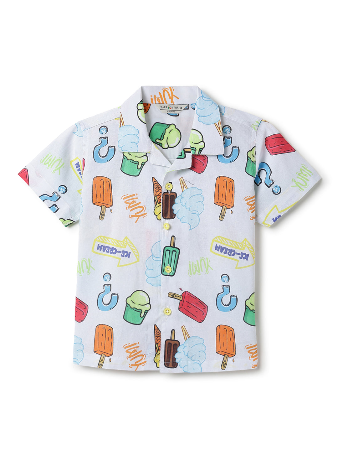 Boys Cotton Half Sleeve Regular Fit Printed Casual Shirt
