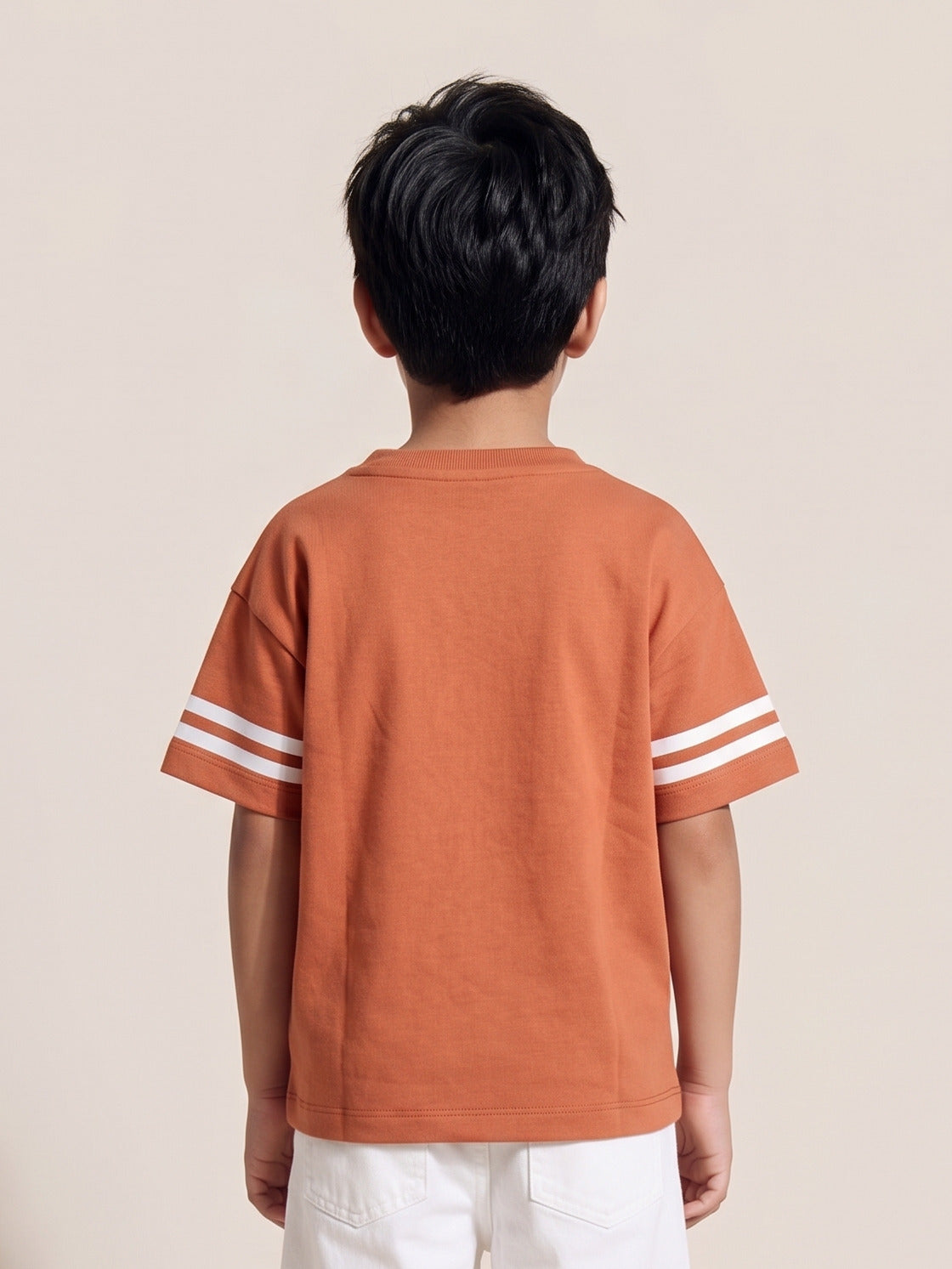 Boys Rust Cotton V-Neck Half Sleeve T-Shirt
