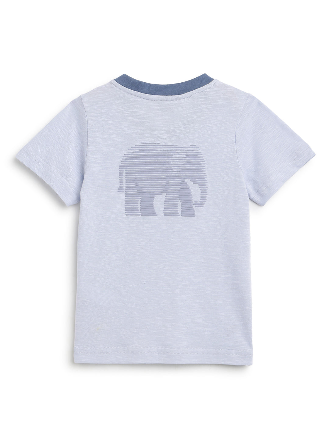 Boys Cotton Sky Blue V Neck T-Shirt With Grey Denim Washed Regular Fit Jeans