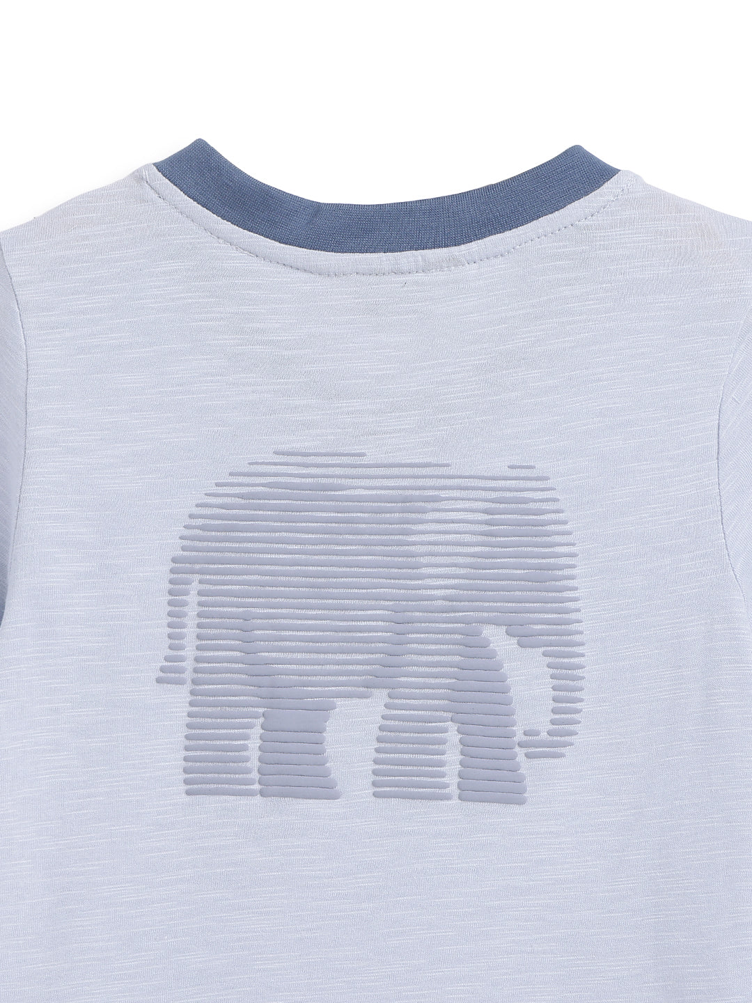 Boys Cotton Sky Blue Printed V Neck T-Shirt