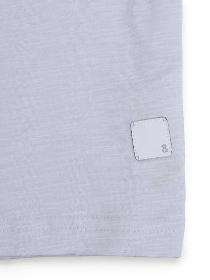 Boys Cotton Sky Blue Printed V Neck T-Shirt