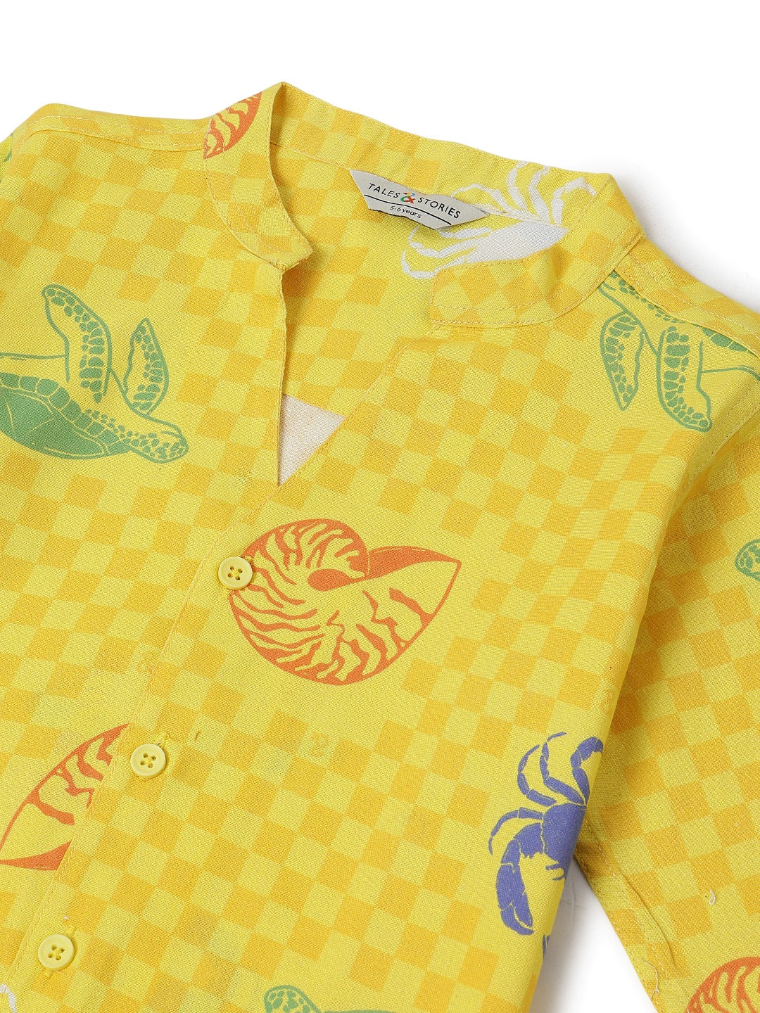 Boys Yellow Printed Cotton Shirt