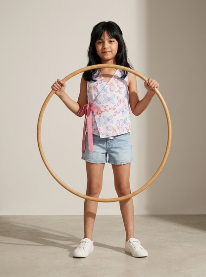 Girls Multicolor Cotton Printed Sleeveless Top