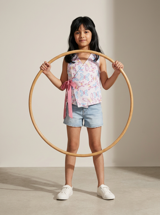 Girls Multicolor Cotton Printed Sleeveless Top