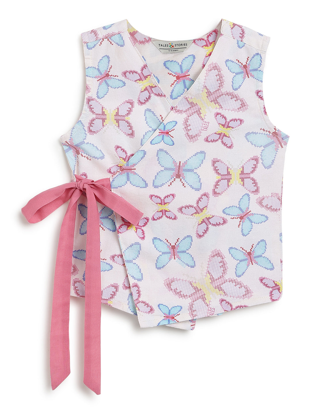 Girls Multicolor Cotton Printed Sleeveless Top