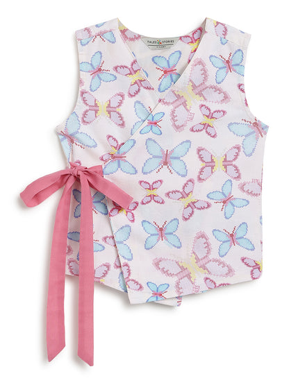 Girls Multicolor Cotton Printed Sleeveless Top