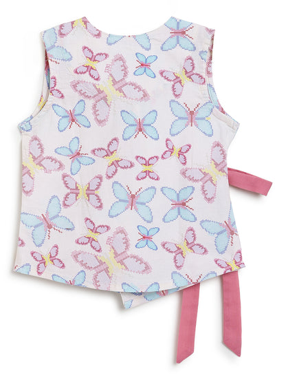 Girls Multicolor Cotton Printed Sleeveless Top