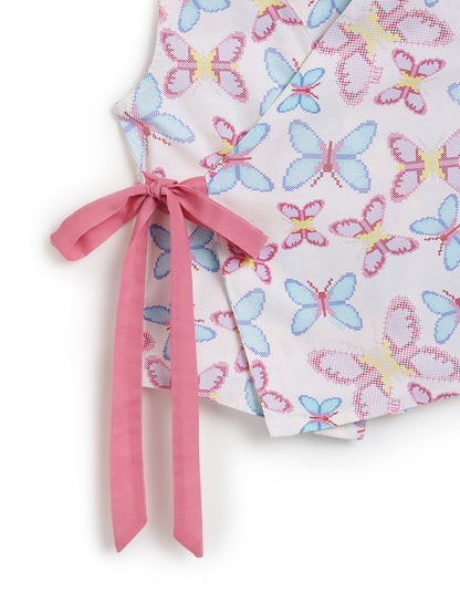 Girls Multicolor Cotton Printed Sleeveless Top
