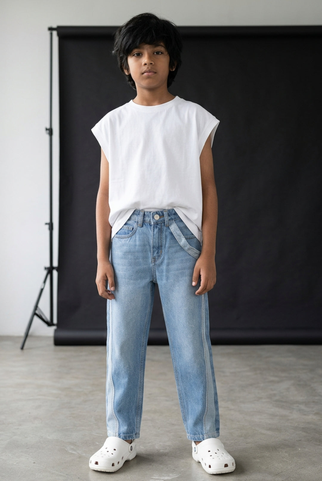 Boys Denim Light Blue Dad Fit Washed Jeans