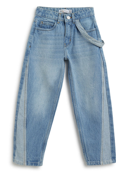 Boys Denim Light Blue Dad Fit Washed Jeans