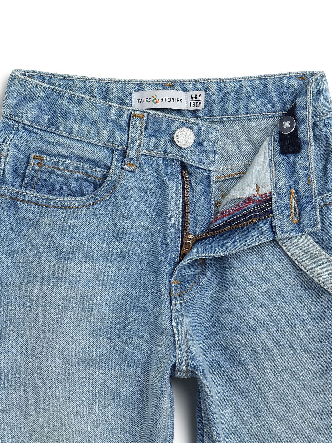 Boys Denim Light Blue Dad Fit Washed Jeans