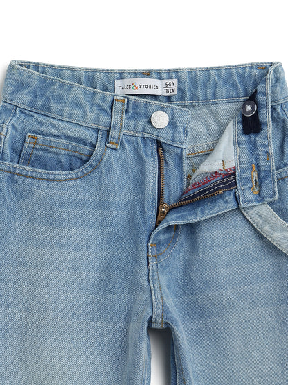 Boys Denim Light Blue Dad Fit Washed Jeans