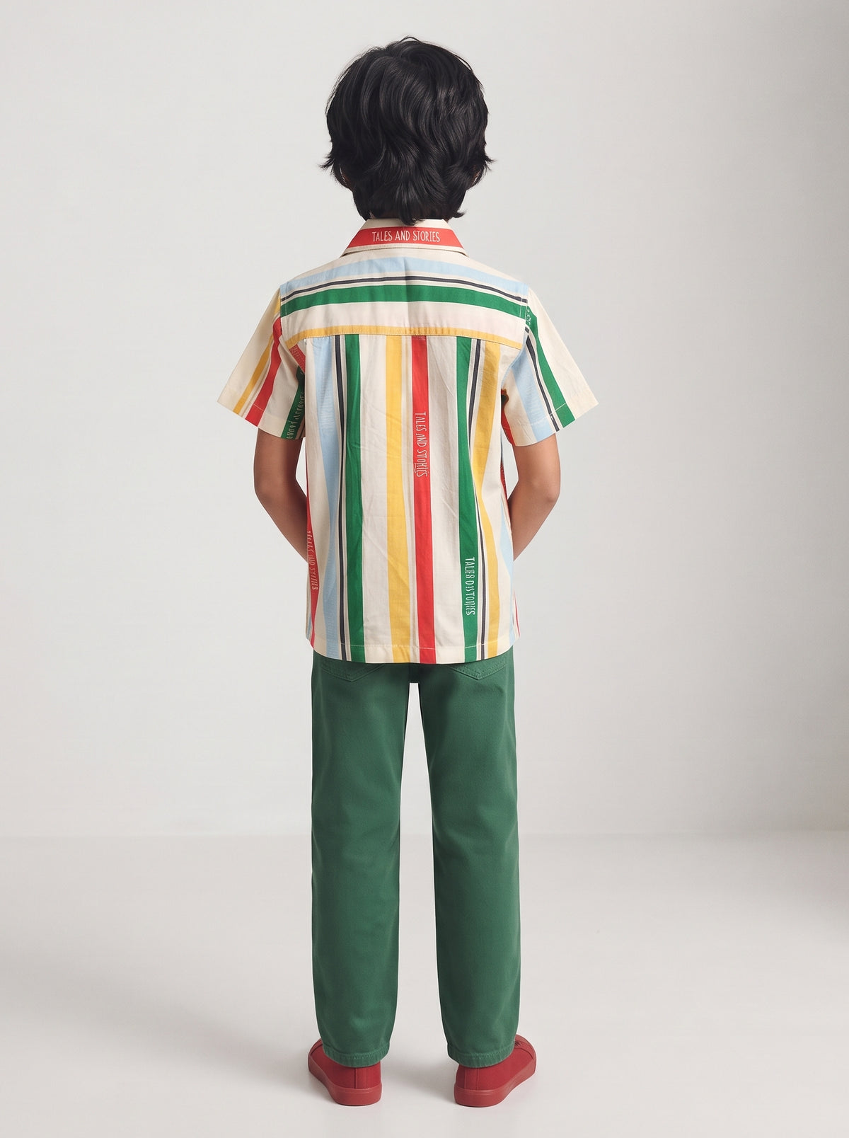 Boys Multicolor Striped Cotton Half Sleeve Shirt