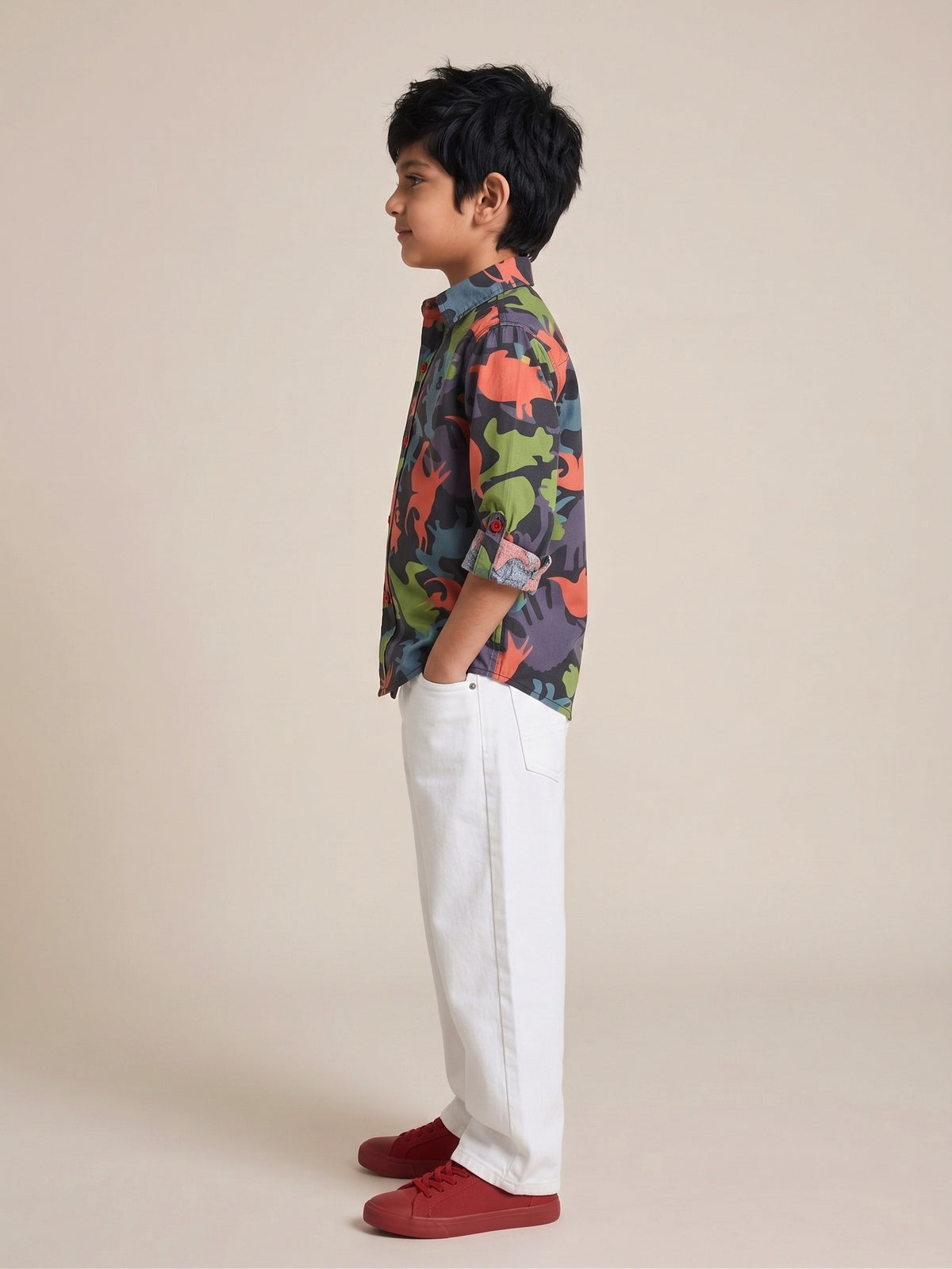 Boys Multicolor Printed Cotton Full Sleeve Shirt