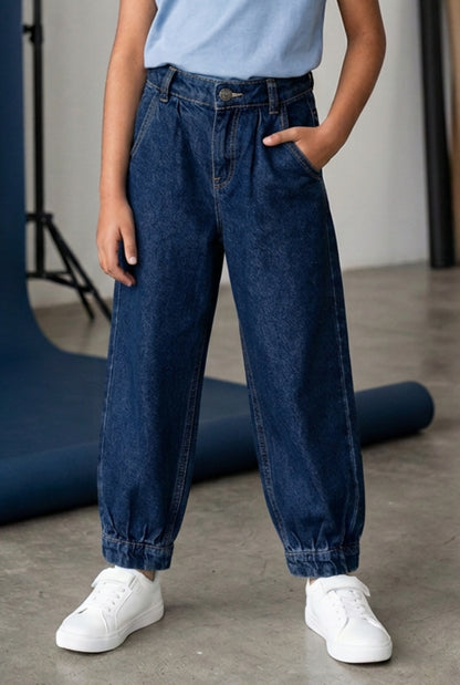 Girls Blue Balloon Fit Denim Jeans