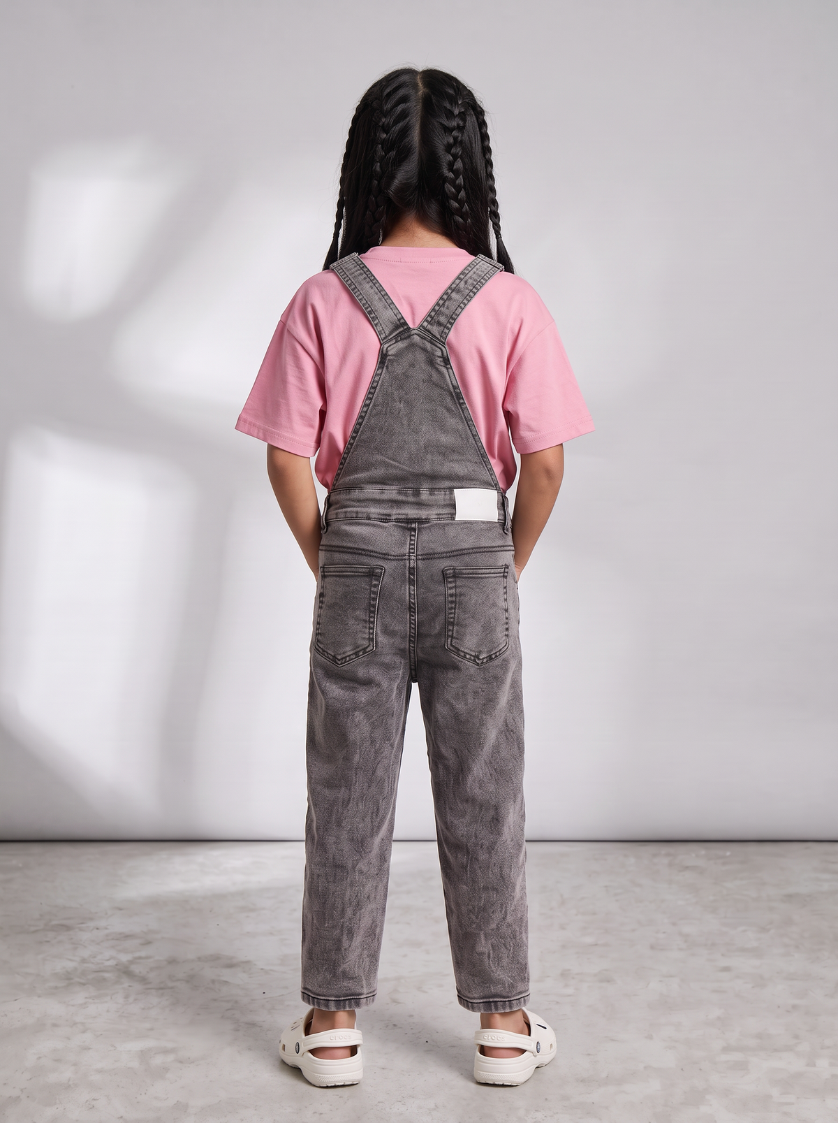 Boys & Girls Unisex Grey Denim Full Dungaree