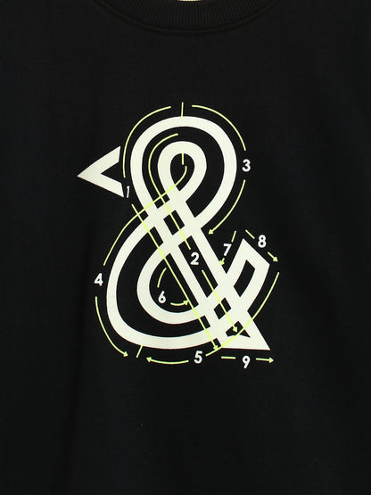 Boys Black Printed Sweatshirt