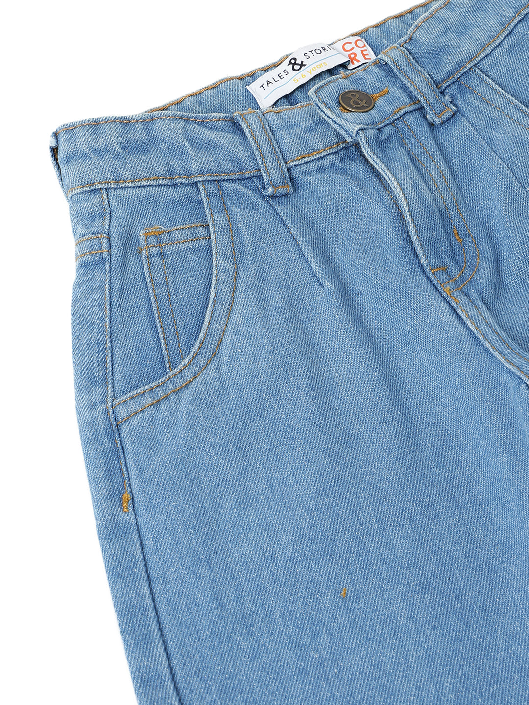 Girls Light Blue Washed Slouchy Denim Jeans