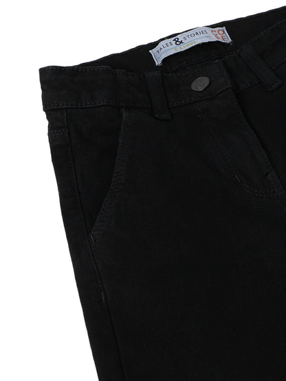 Girls Black Flared Lycra Denim Jeans