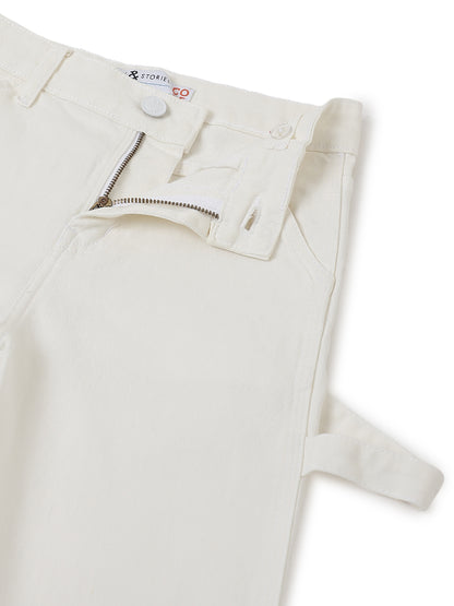 Boys Cotton Charcoal T-Shirt With White Lycra Denim Solid Relaxed Fit Jeans