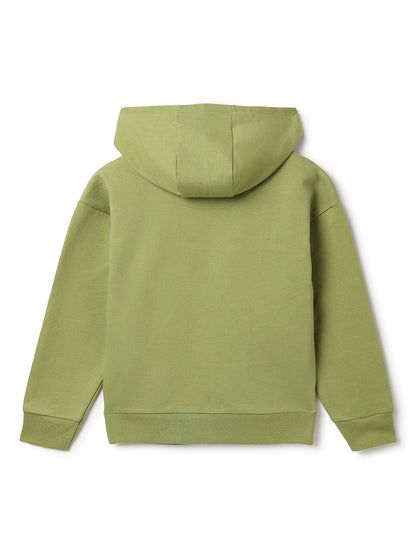 Unisex Olive Solid Fleece Hooded Co-ord Set