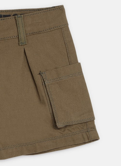 Girls Olive Cotton Short