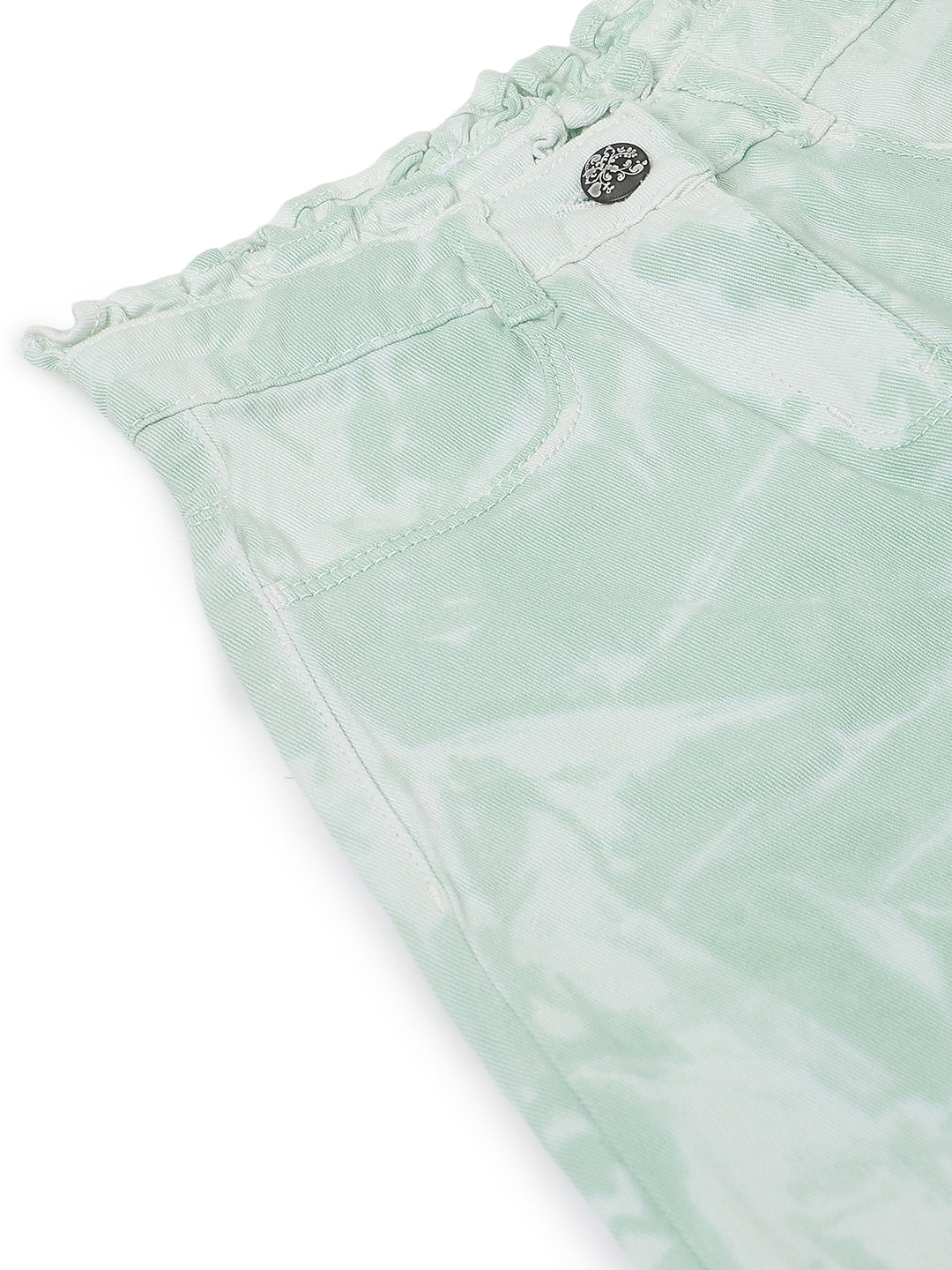 Girls Mint Green Tie & Dye Cotton Jeans