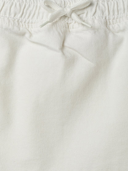 Girls White Cotton Solid Skirt