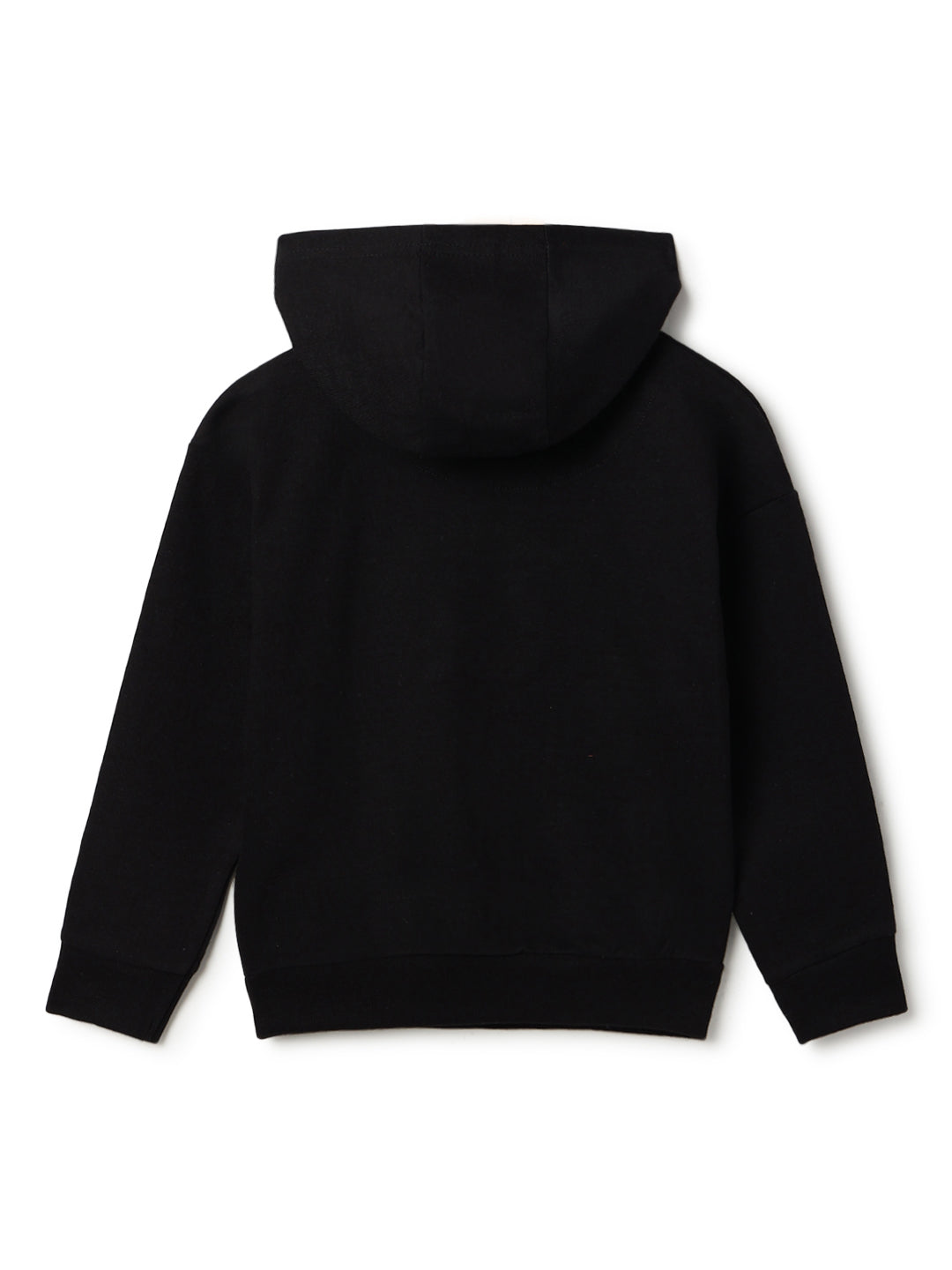 Unisex Black Solid Fleece Hooded Co-ord Set