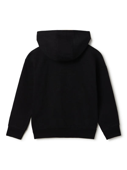 Unisex Black Solid Fleece Hooded Co-ord Set