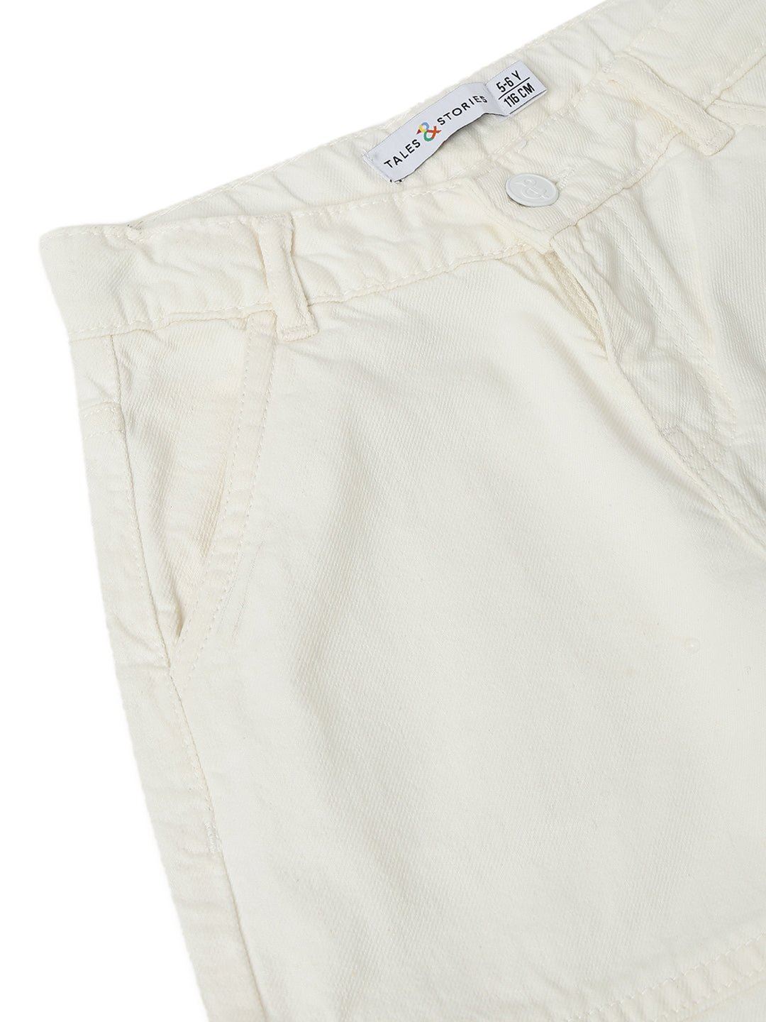 Unisex Solid White Cotton Baggy Cargo Pants