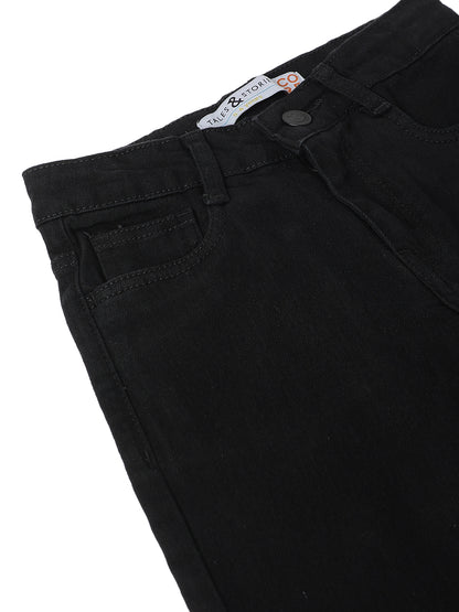 Boys Denim Lycra Black Washed Jeans