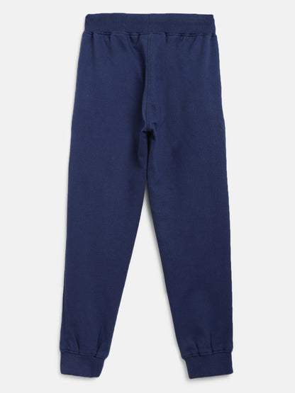 Boys & Girls Cotton Solid Navy Blue Lounge Set